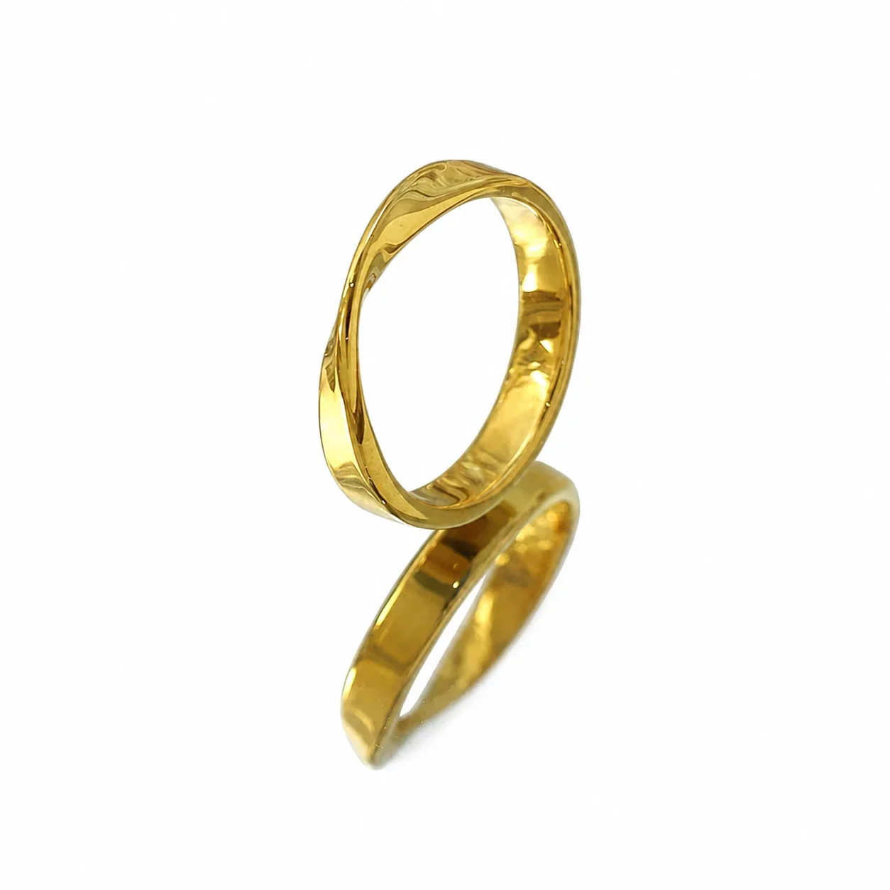 Sculptural Gold-Plated Mobius Band Ring