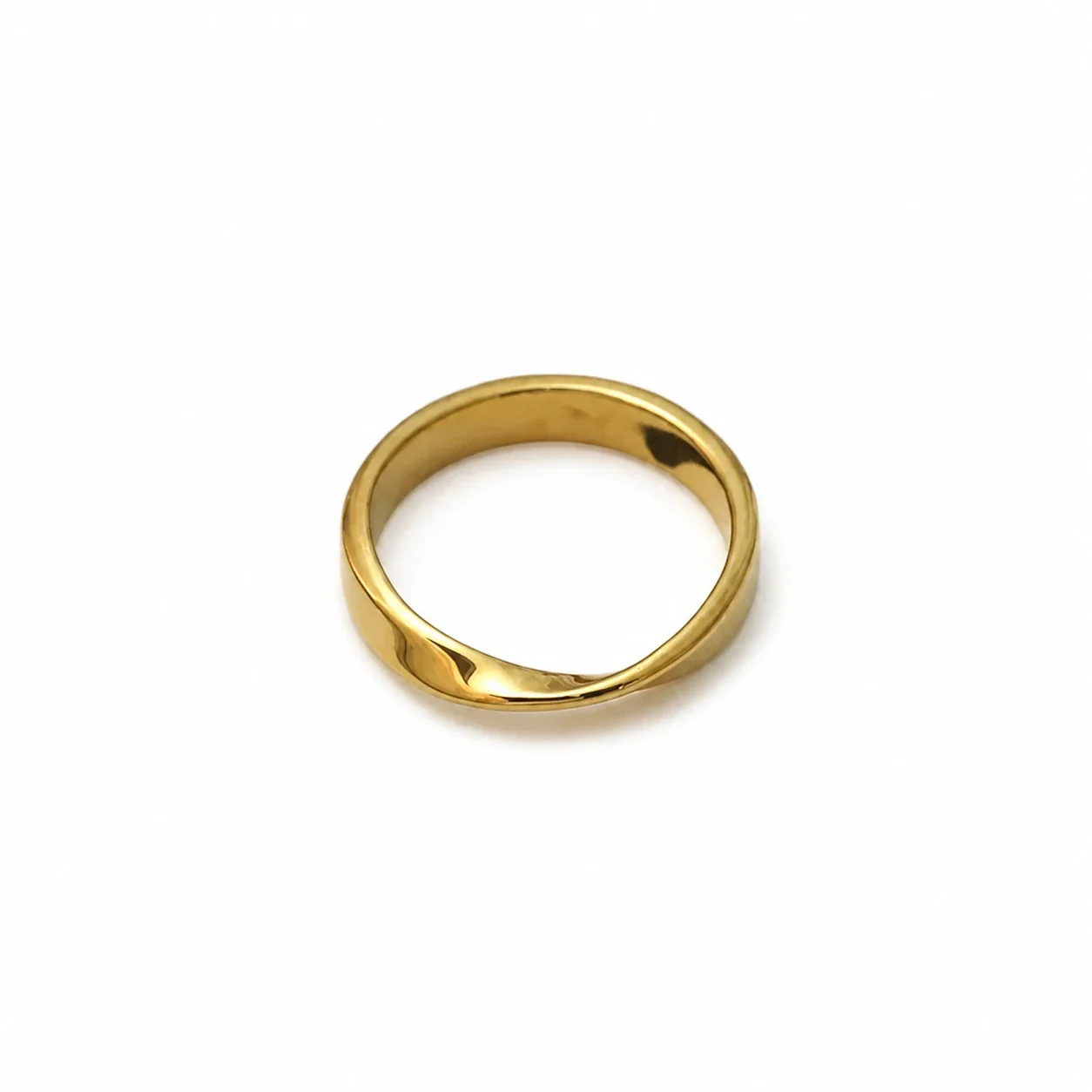 Sculptural Gold-Plated Mobius Band Ring