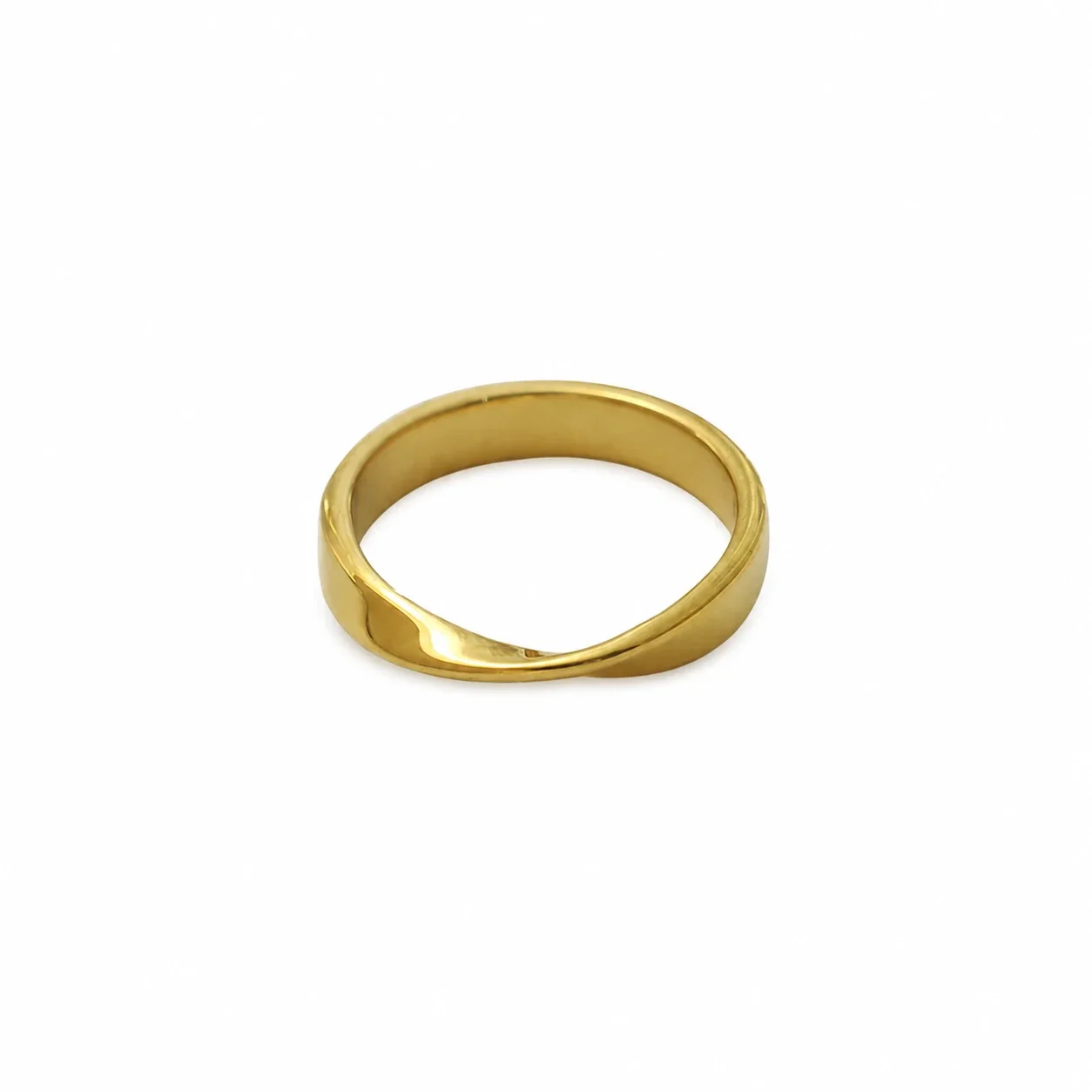 Sculptural Gold-Plated Mobius Band Ring