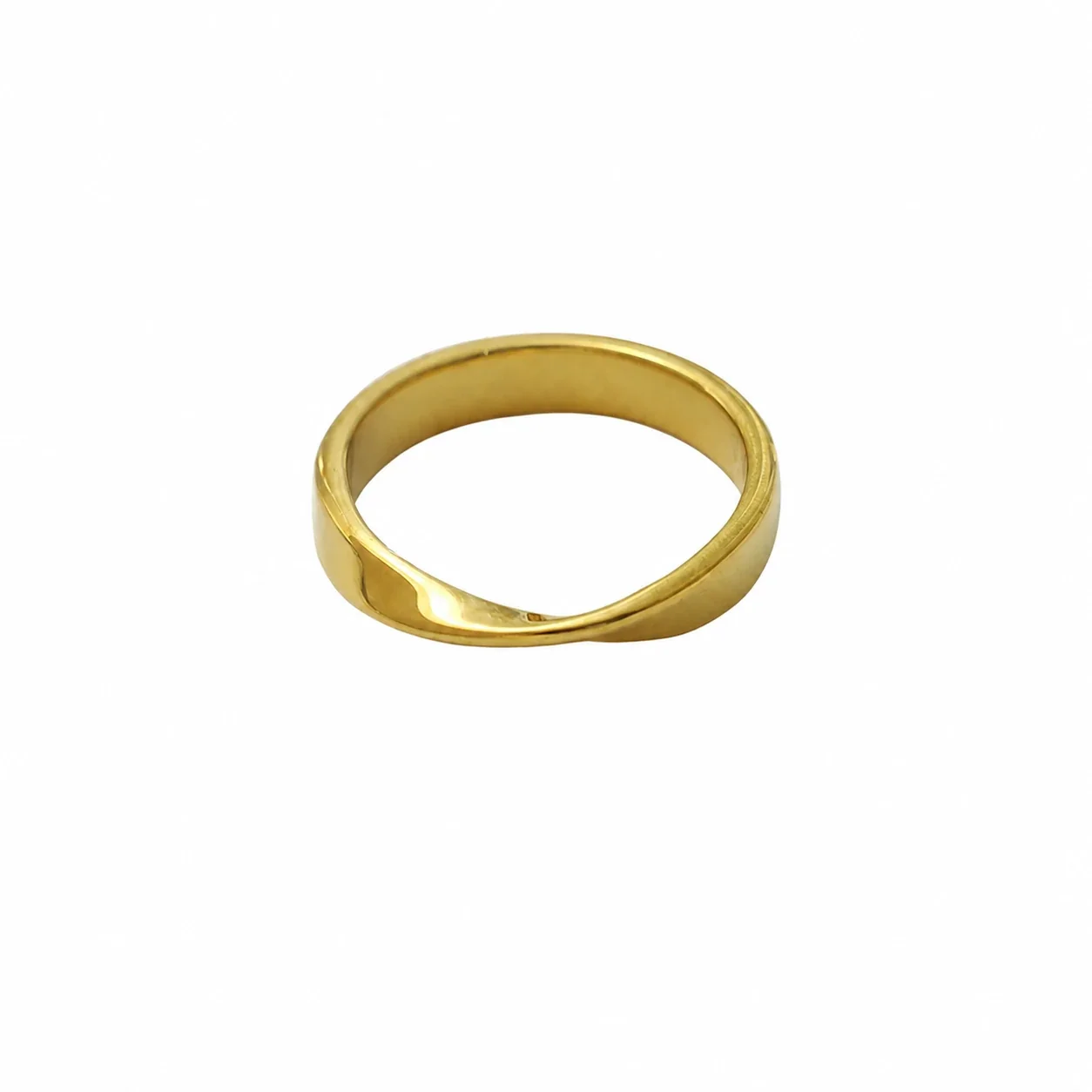 Sculptural Gold-Plated Mobius Band Ring - Gold