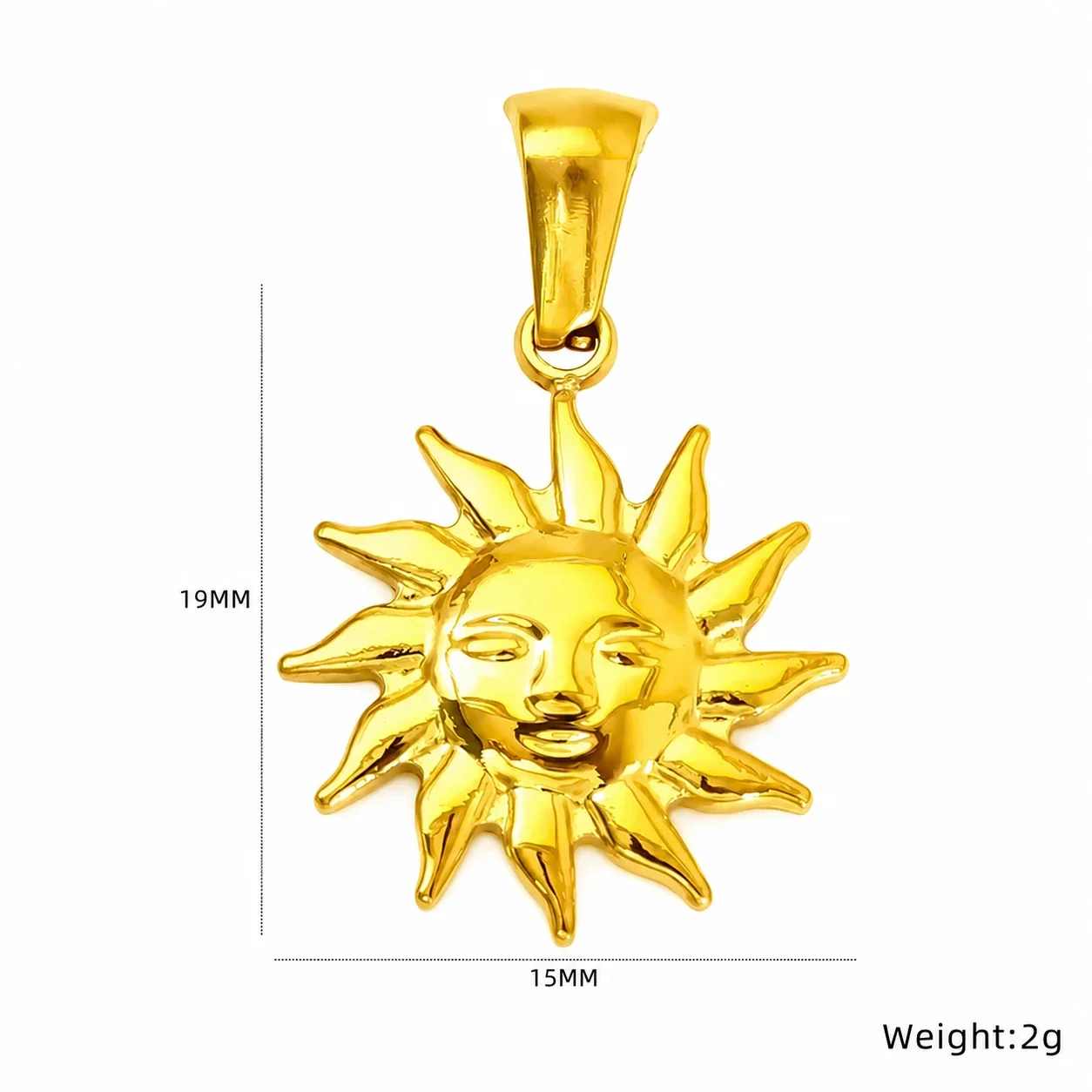 Celestial Gold-Plated Moon Star Textured Pendant - Gold -Point Star