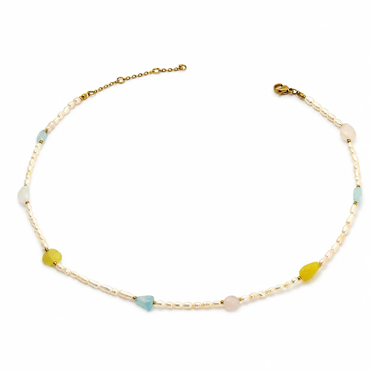 Luminous 316 Stainless Pearl & Stone Necklace