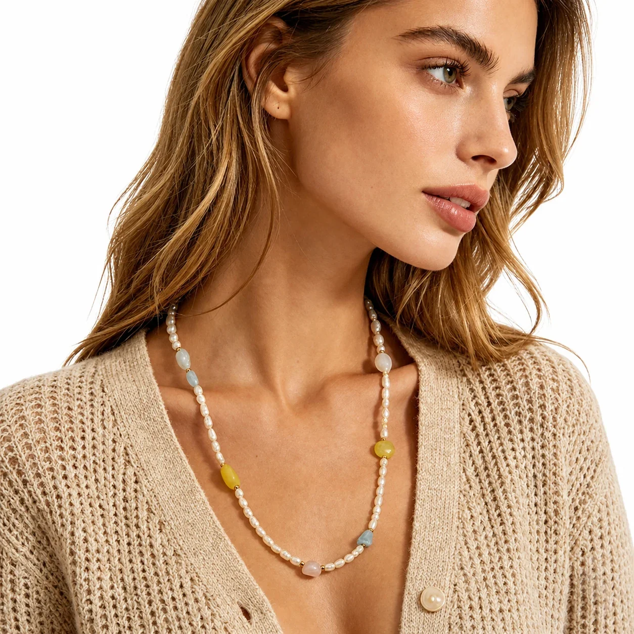 Luminous 316 Stainless Pearl & Stone Necklace