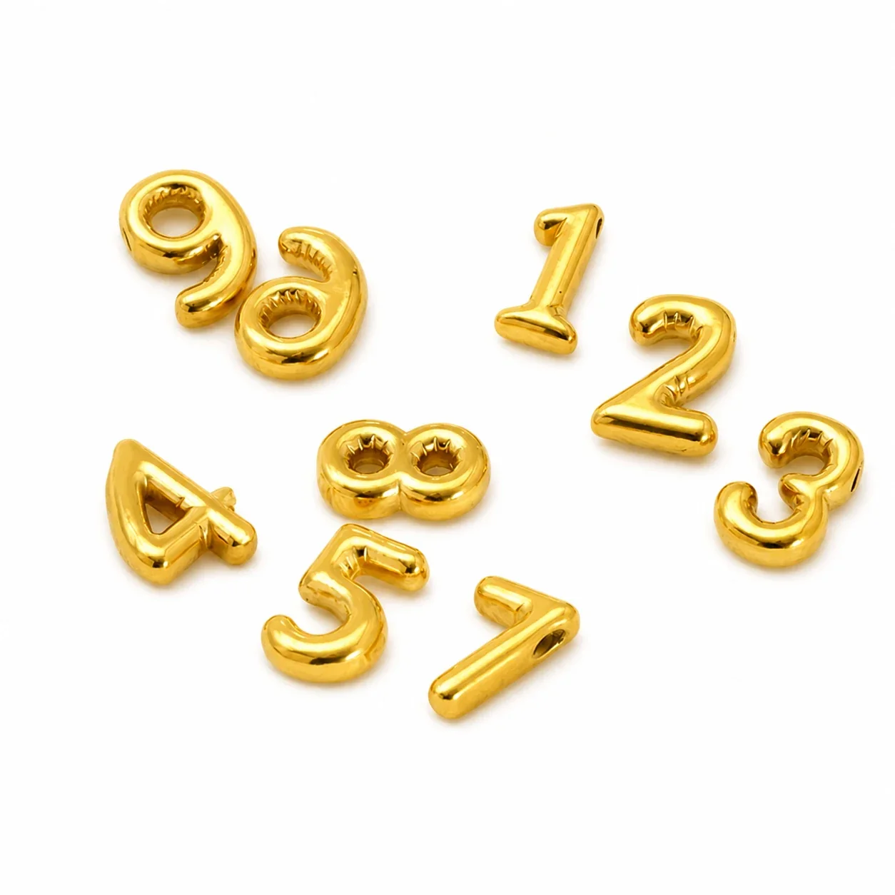 Bold Gold-Plated Stainless Steel Puffy Number Pendant