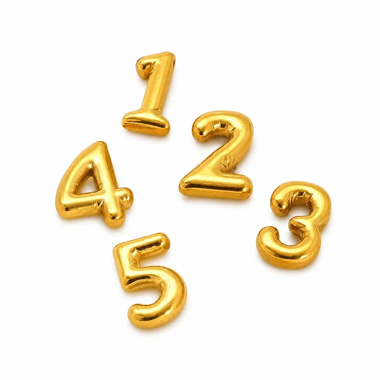 Bold Gold-Plated Stainless Steel Puffy Number Pendant