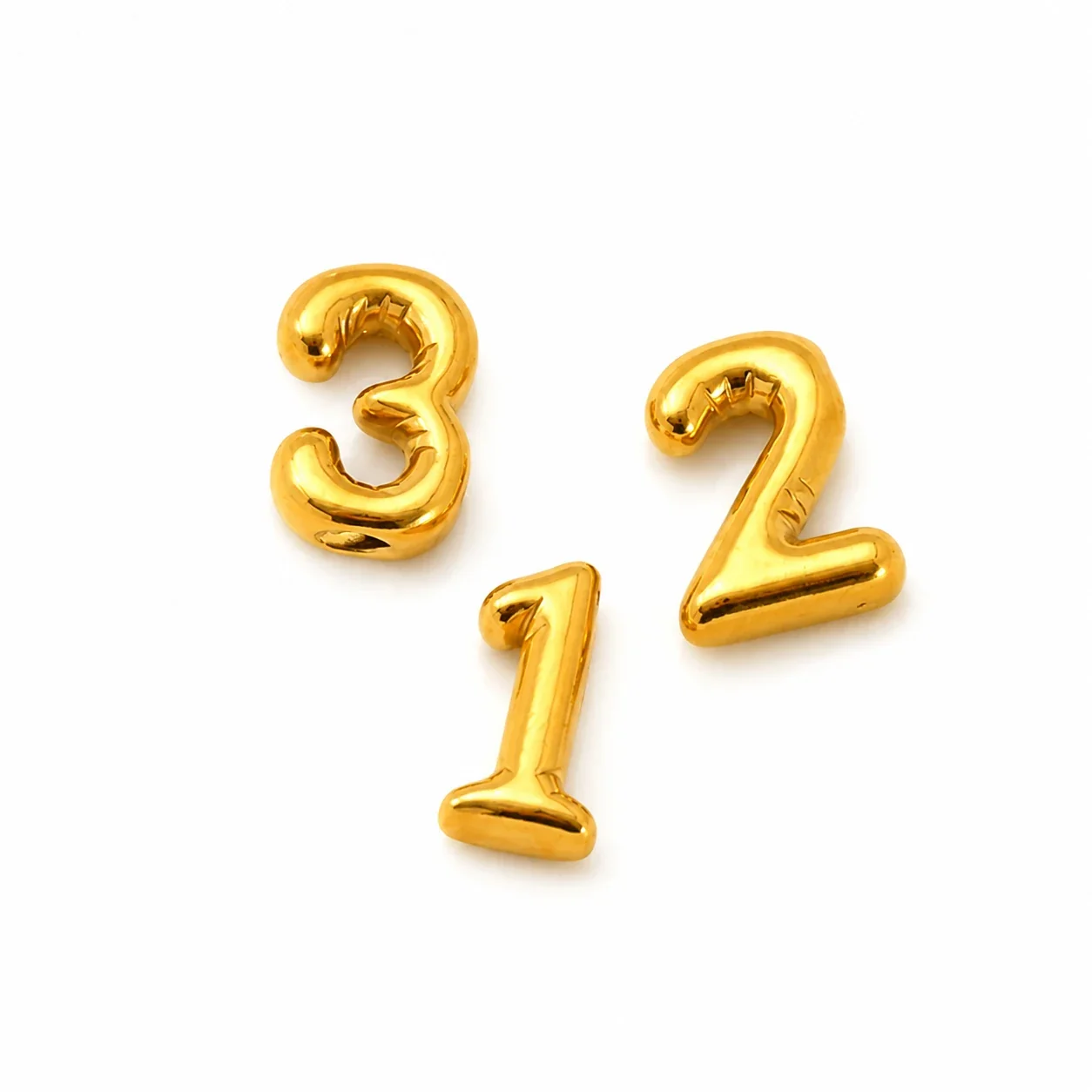 Bold Gold-Plated Stainless Steel Puffy Number Pendant