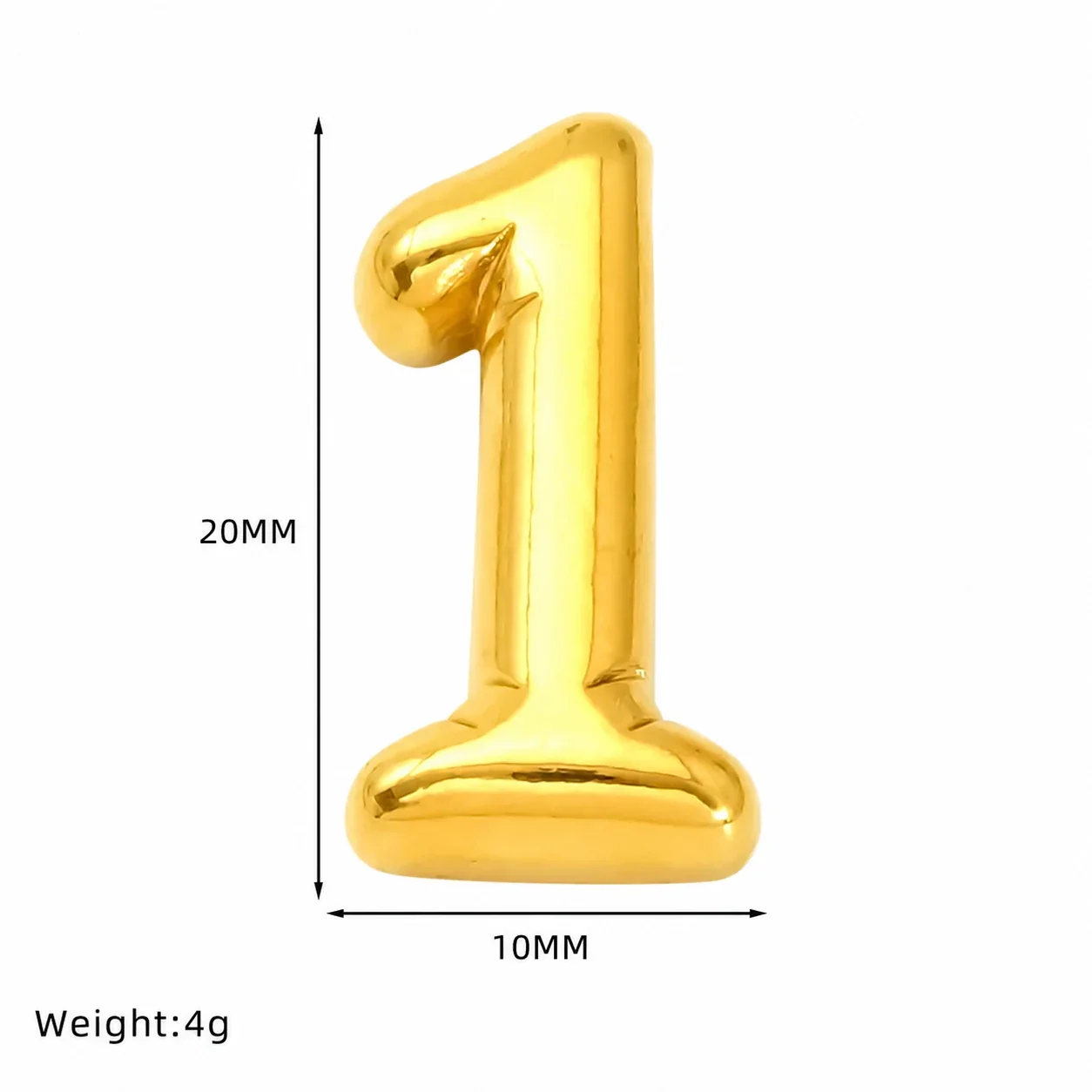 Bold Gold-Plated Stainless Steel Puffy Number Pendant - Gold Number