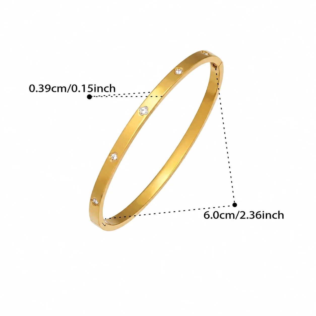 Bangle Bracelets with Flush-Set CZ and Geometric Links - Gold