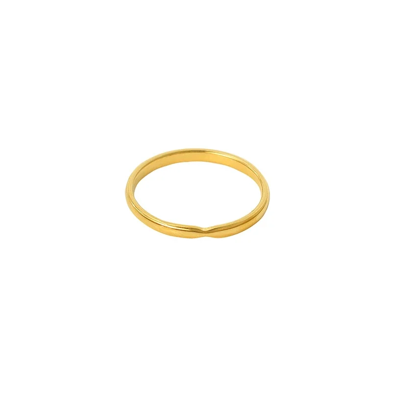 Delicate Gold-Plated 316 Stainless V-Notch Slim Ring