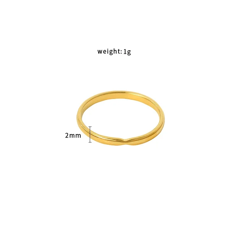 Delicate Gold-Plated 316 Stainless V-Notch Slim Ring