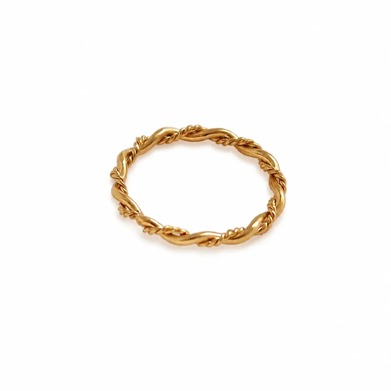 Delicate Gold-Plated Twisted Rope Slim Stacking Ring