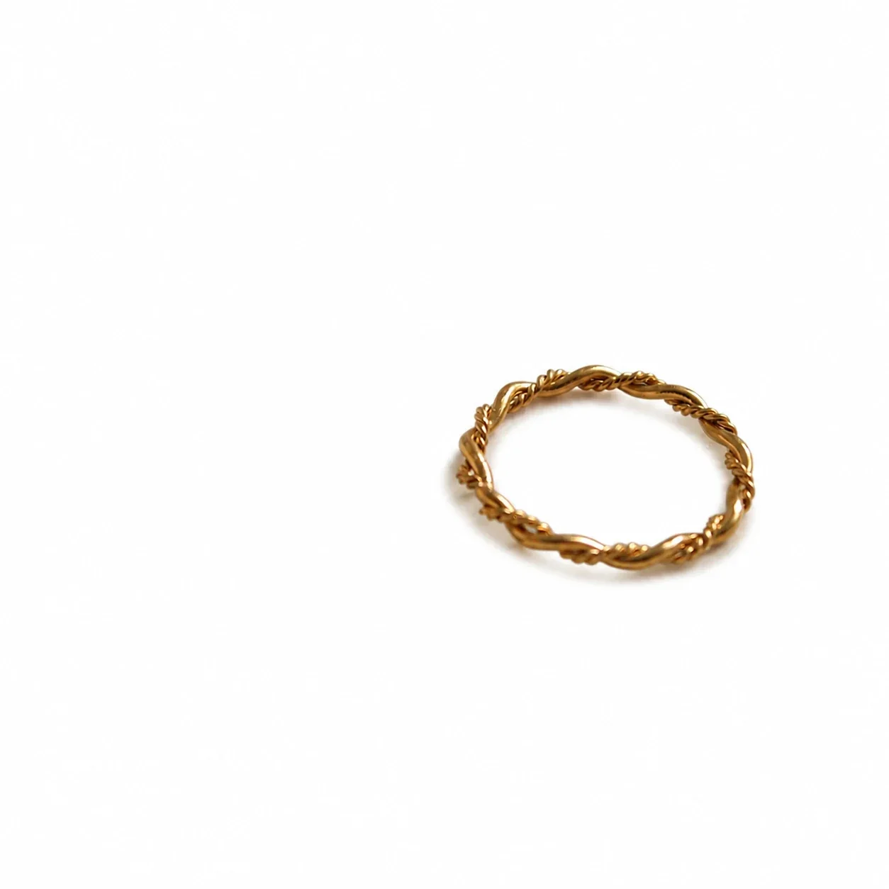 Delicate Gold-Plated Twisted Rope Slim Stacking Ring