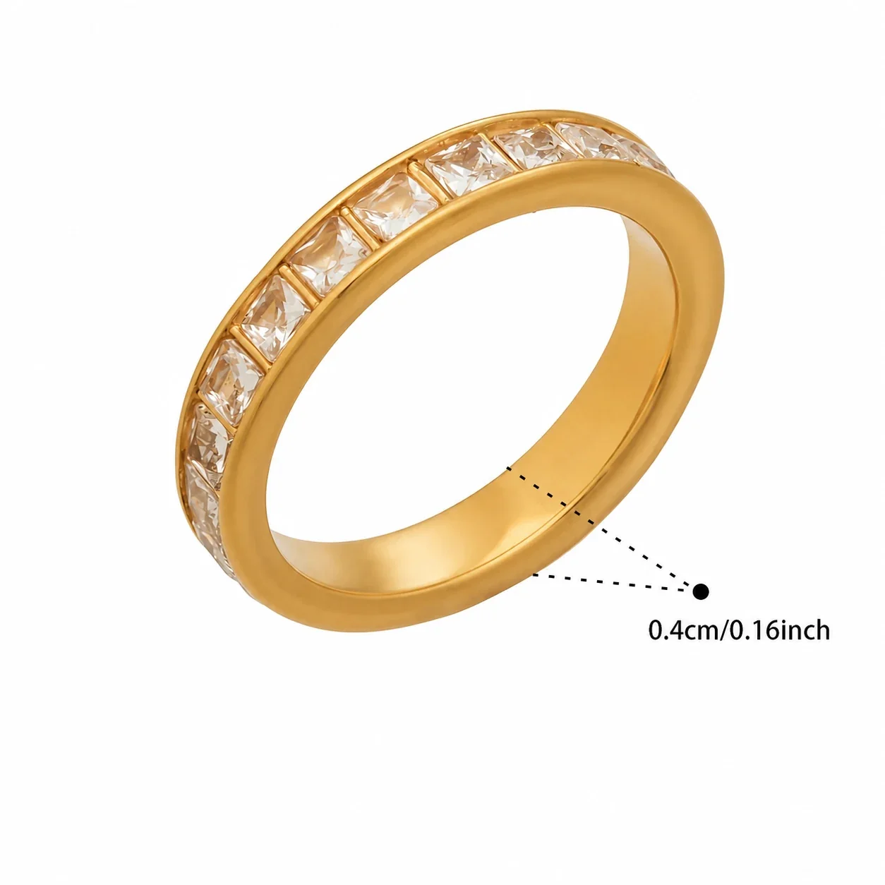 Vivid 18K Gold-Plated CZ Channel & Prong-Set Rings - Gold Channel CZ