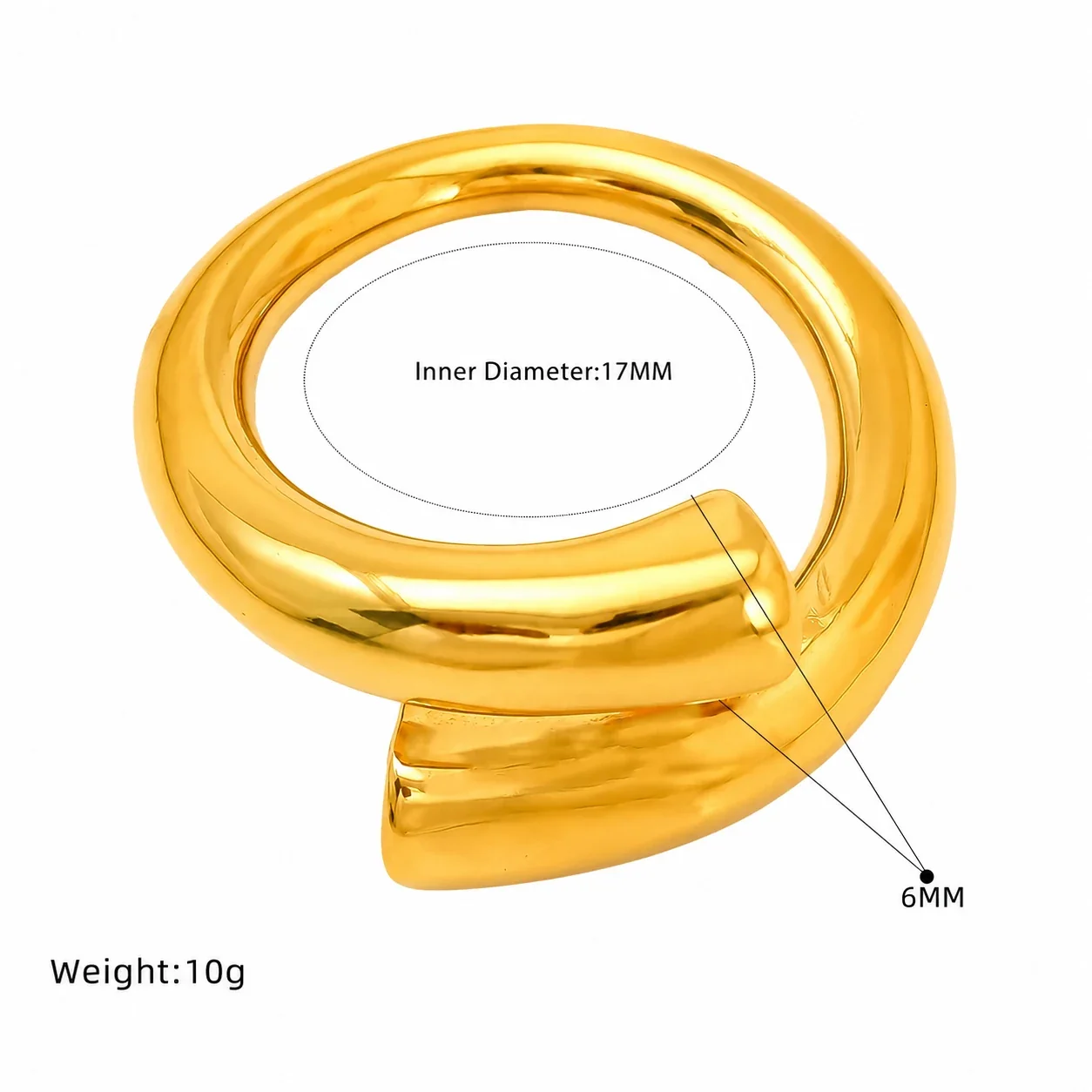 Sculptural Gold-Plated Ribbed Open-Front Ring - Gold Ribbed Open