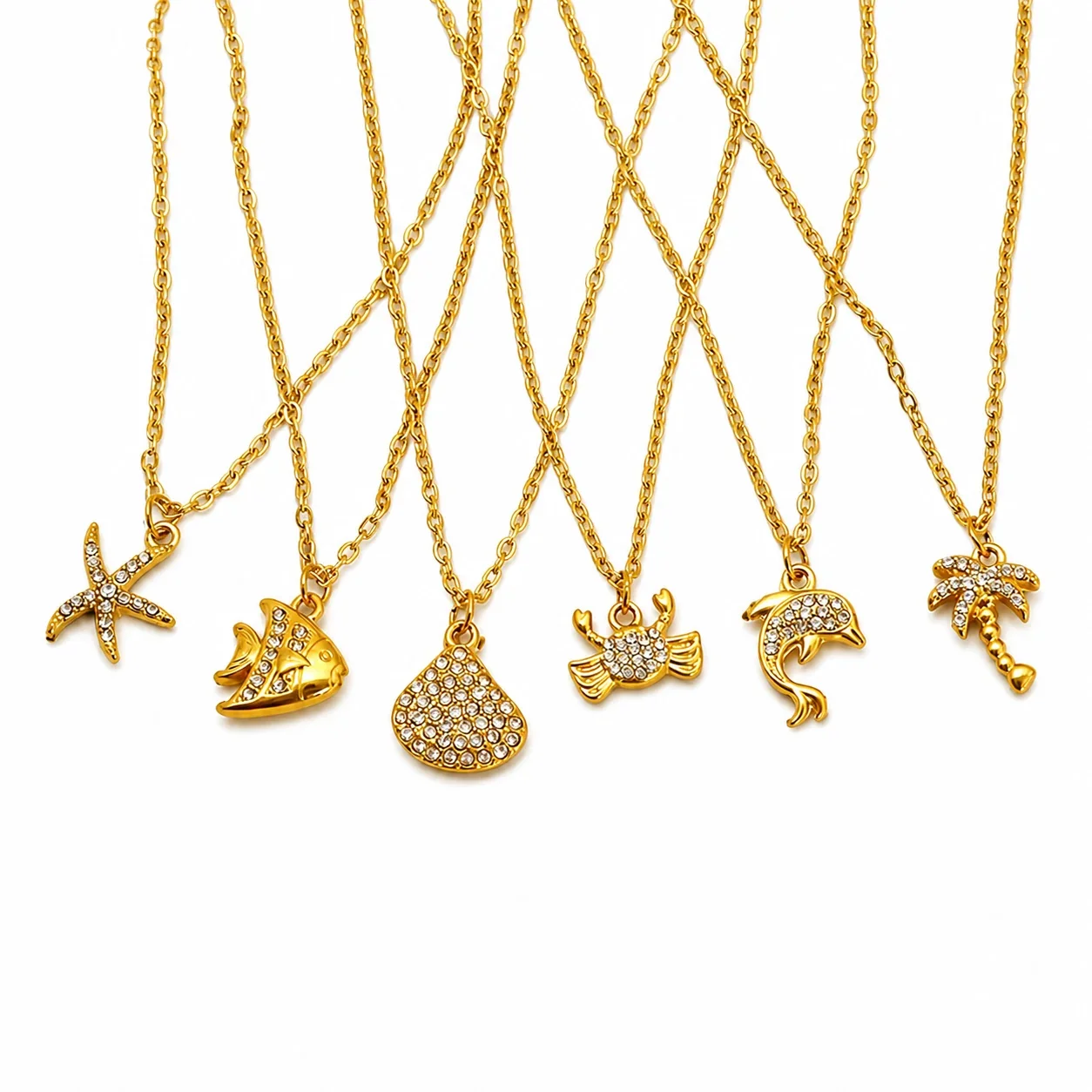 Playful Stainless Steel 18K Gold-Plated Dolphin Pendant Necklace