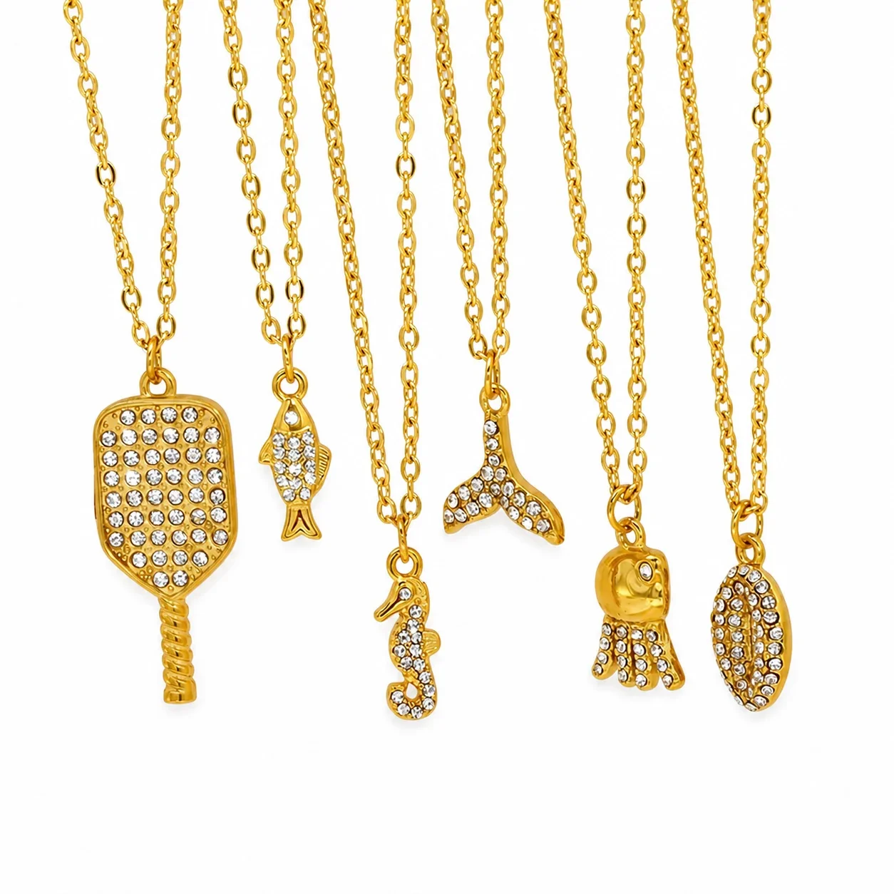 Playful Stainless Steel 18K Gold-Plated Dolphin Pendant Necklace