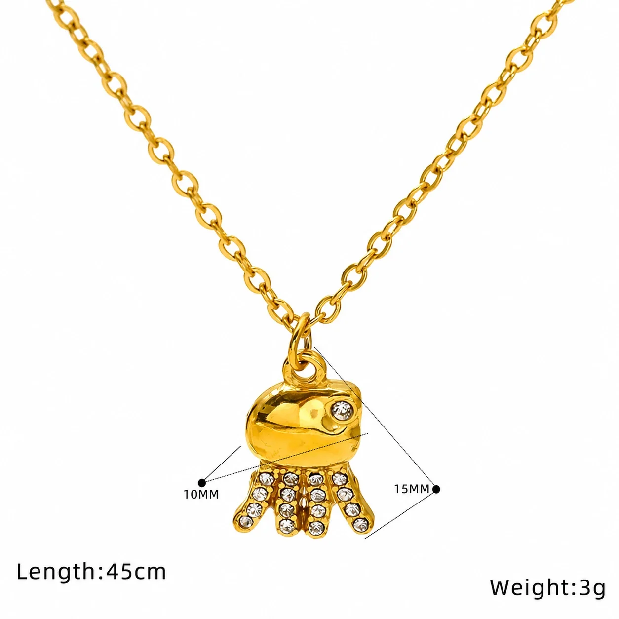 Playful Stainless Steel 18K Gold-Plated Dolphin Pendant Necklace - Gold Style