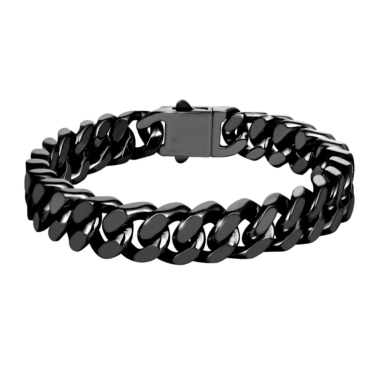 Bold 316 Stainless Steel Cuban Link Chain Bracelet - Black