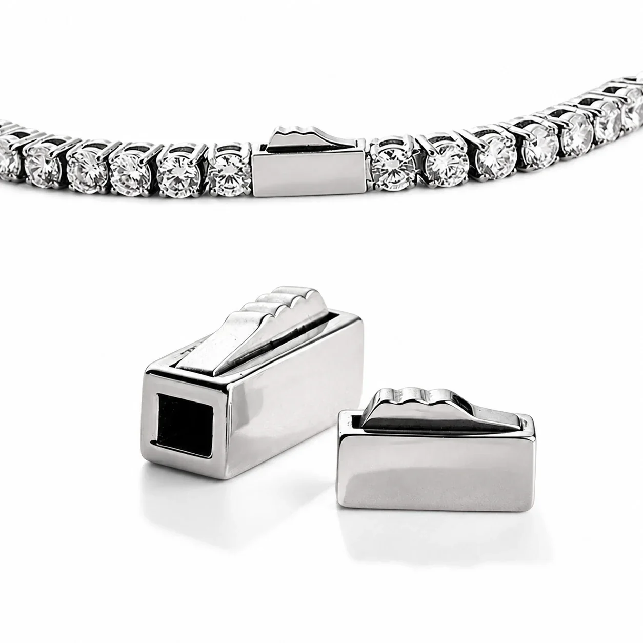 Polished Stainless Steel Slider Clasp for Tennis Chain