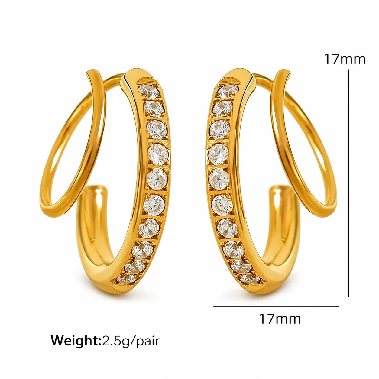 Sculptural Stainless Steel Double Open Hoop Earrings
