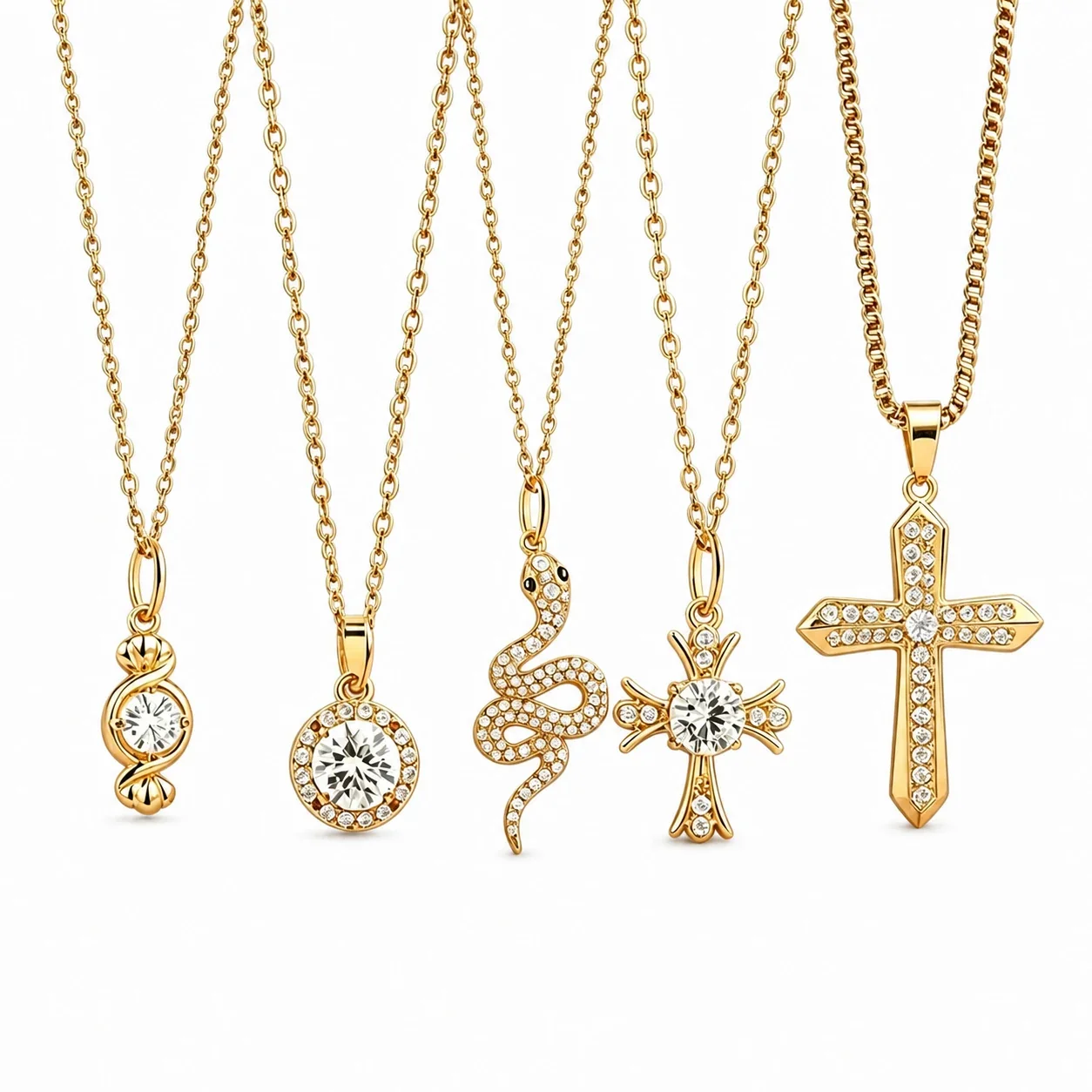 Gleaming 316 Stainless Steel Pavé CZ Pendant Necklace