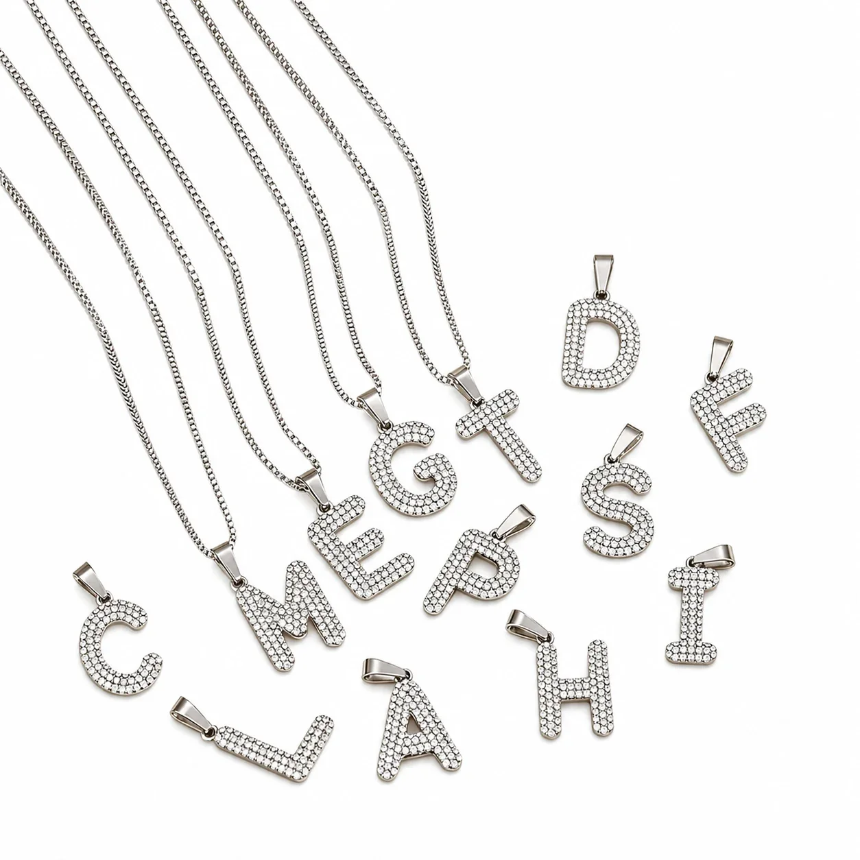 Gleaming 316 Stainless Steel Pavé CZ Pendant Necklace