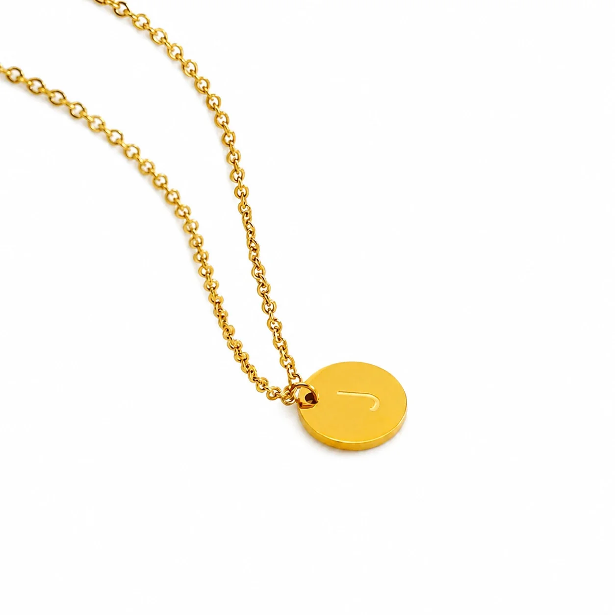 Refined Gold-Plated Disc Initial Chain Necklace