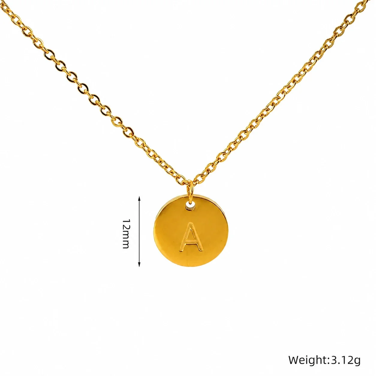 Refined Gold-Plated Disc Initial Chain Necklace - Letter A
