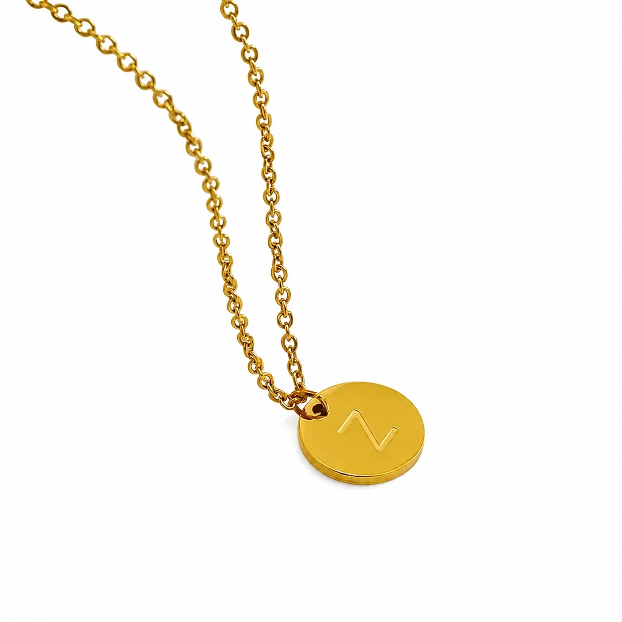 Refined Gold-Plated Disc Initial Chain Necklace - Letter Z