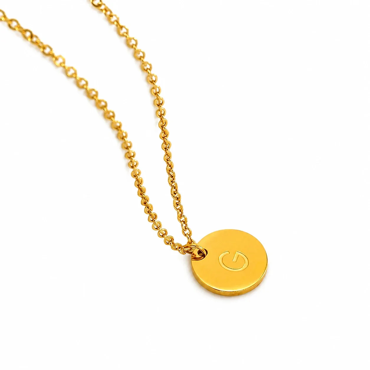 Refined Gold-Plated Disc Initial Chain Necklace - Letter G