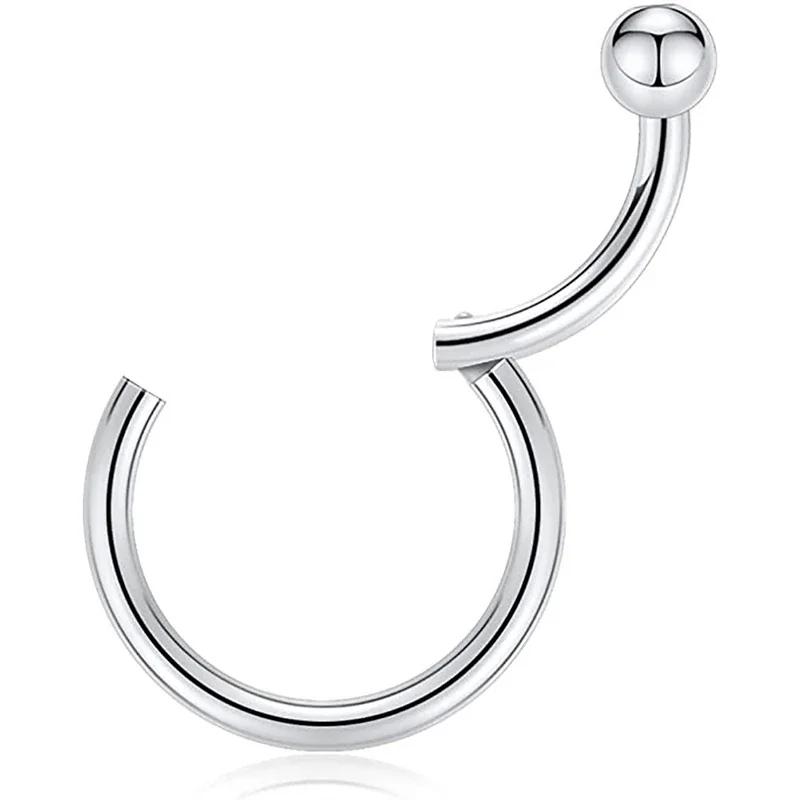 Polished 316 Stainless Steel Opal Ball Hoop Earrings - Steel