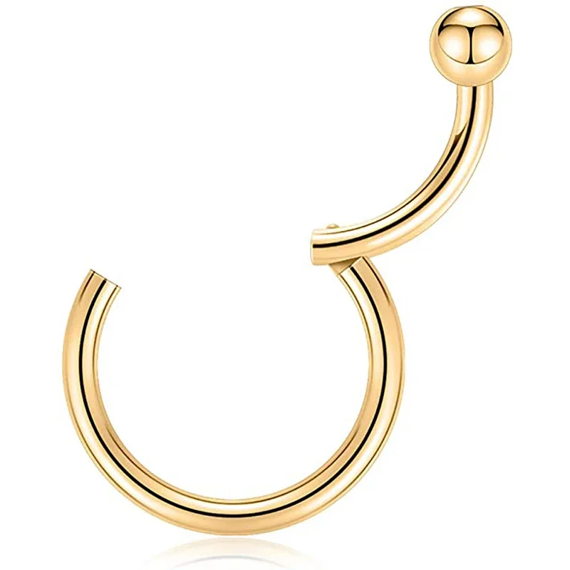 Polished 316 Stainless Steel Opal Ball Hoop Earrings - Rose Gold