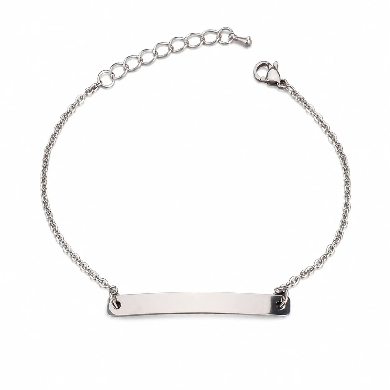 Curb Chain Engravable ID Bracelet, Stainless Steel - Kids' Silver