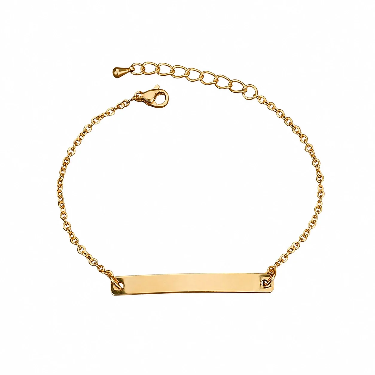 Curb Chain Engravable ID Bracelet, Stainless Steel - Kids' Gold