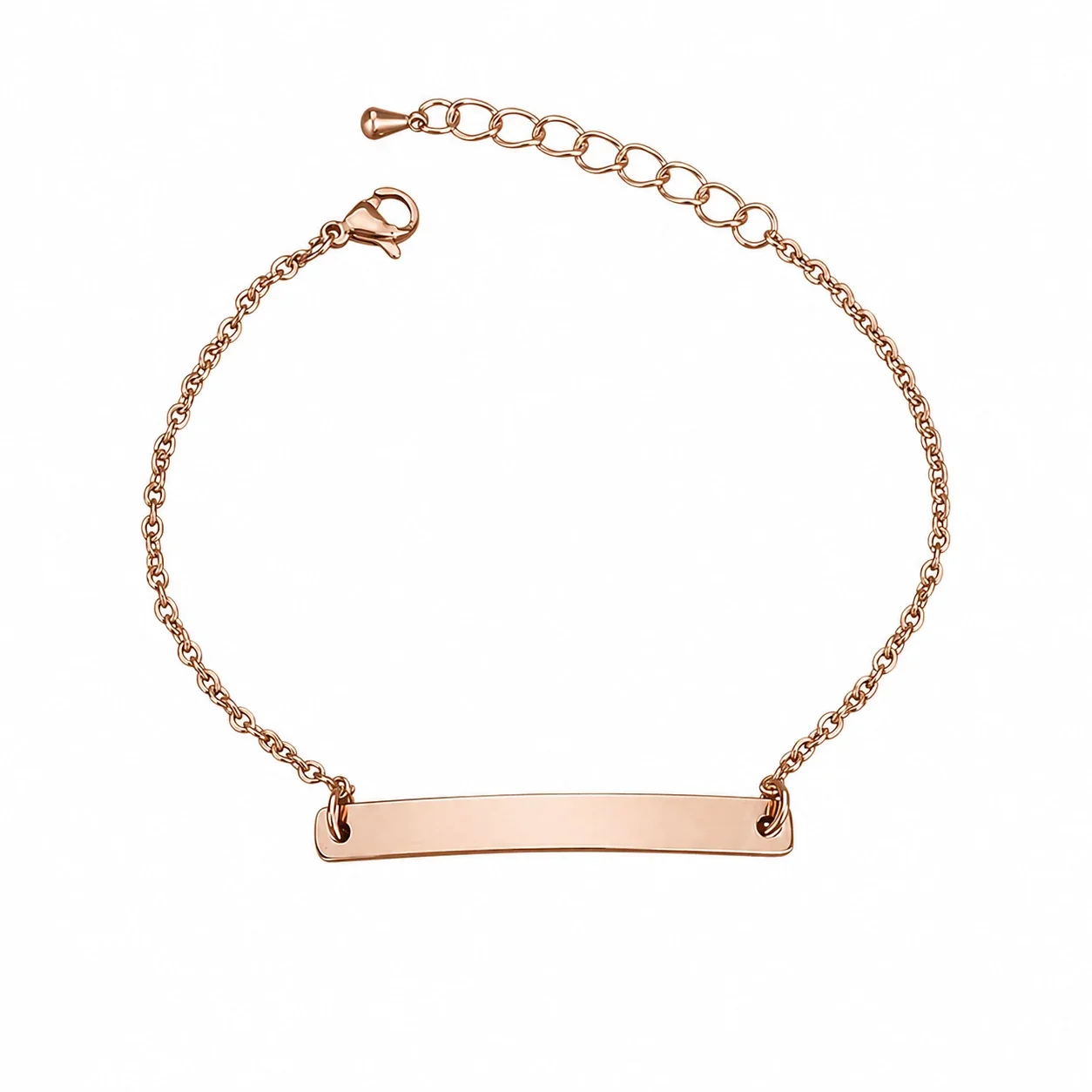 Curb Chain Engravable ID Bracelet, Stainless Steel - Kids' Rose Gold