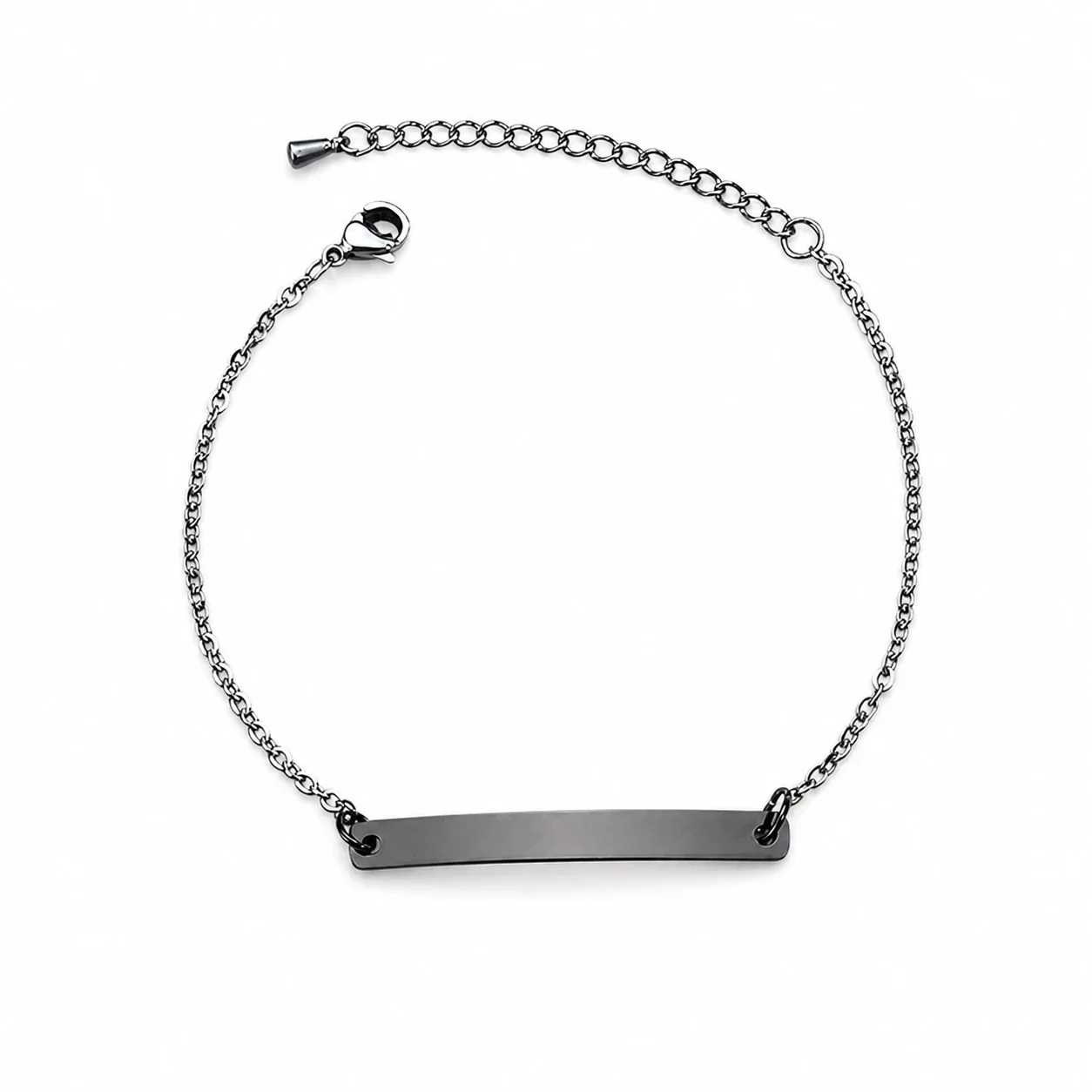 Curb Chain Engravable ID Bracelet, Stainless Steel - Women's Black