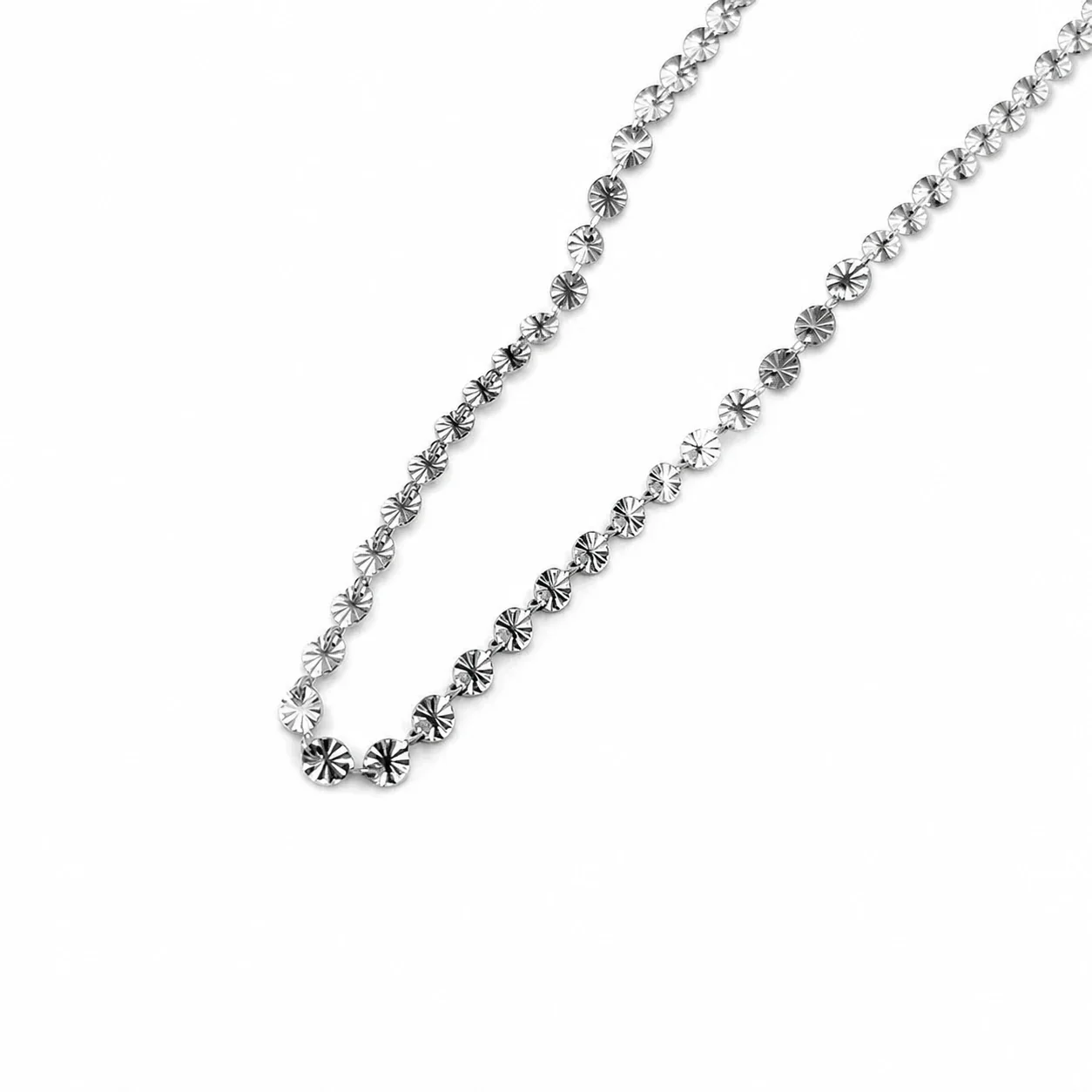 Radiant 316 Stainless Steel Sunburst Disc Chain Necklace