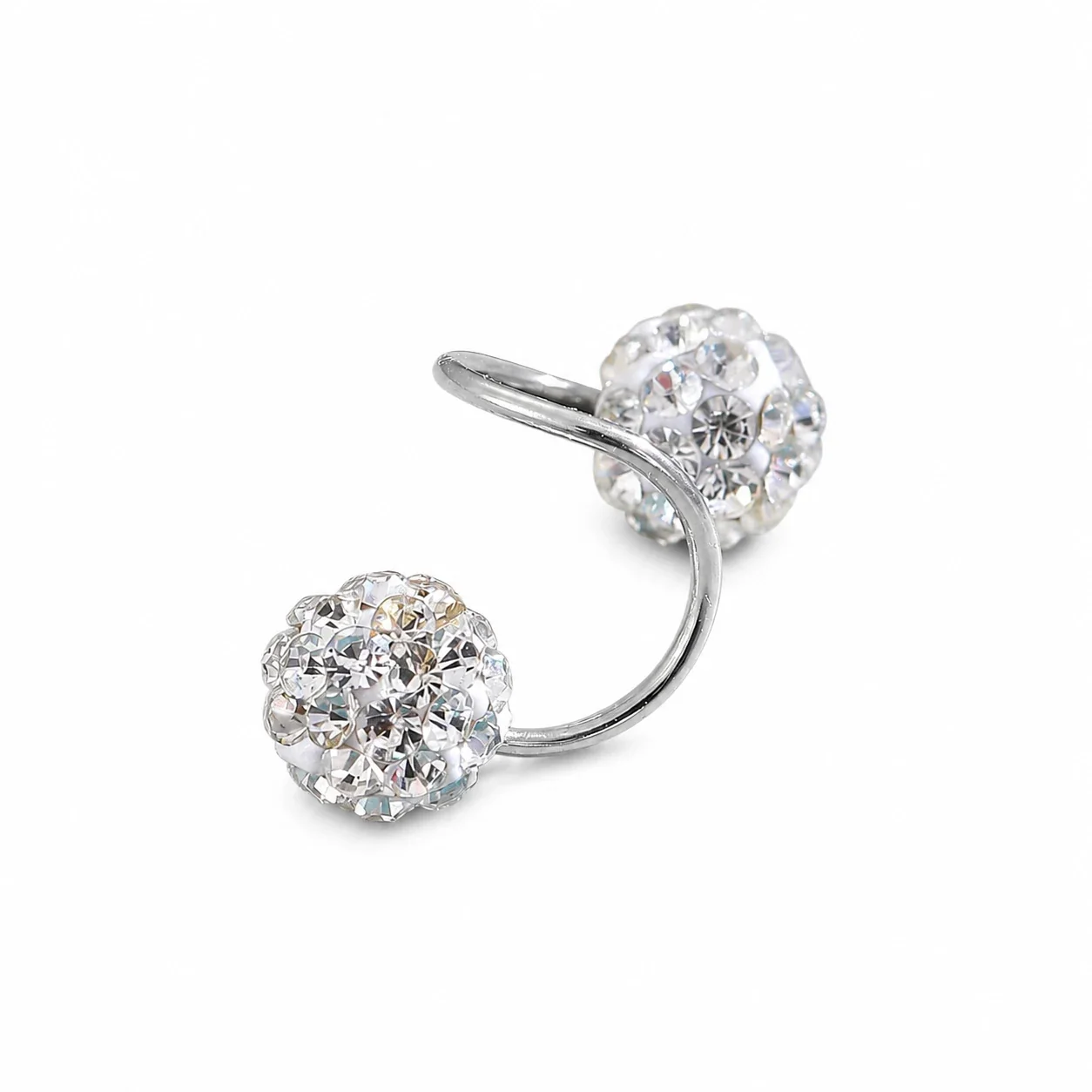 Polished Stainless Steel Spiral Crystal Stud Earrings