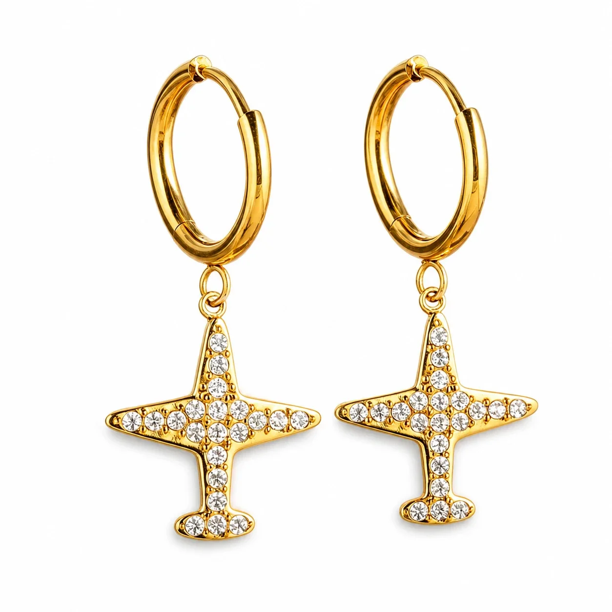 Polished 316 Stainless Steel Charm Hoop Earrings