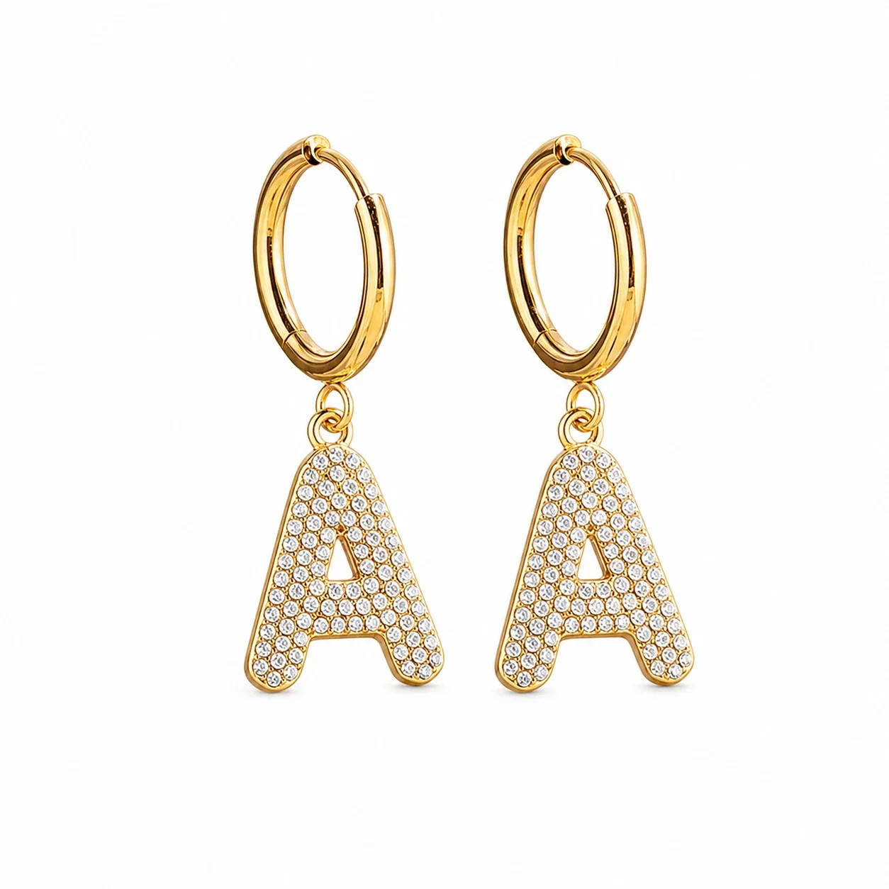 Polished 316 Stainless Steel Charm Hoop Earrings