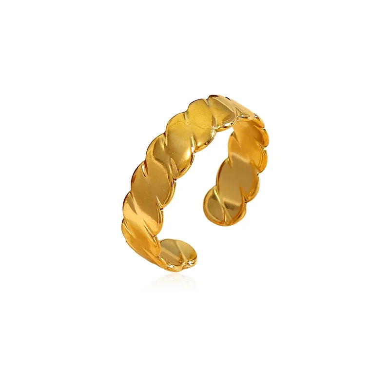 Sculptural 316 Stainless Steel Leaf Band Ring