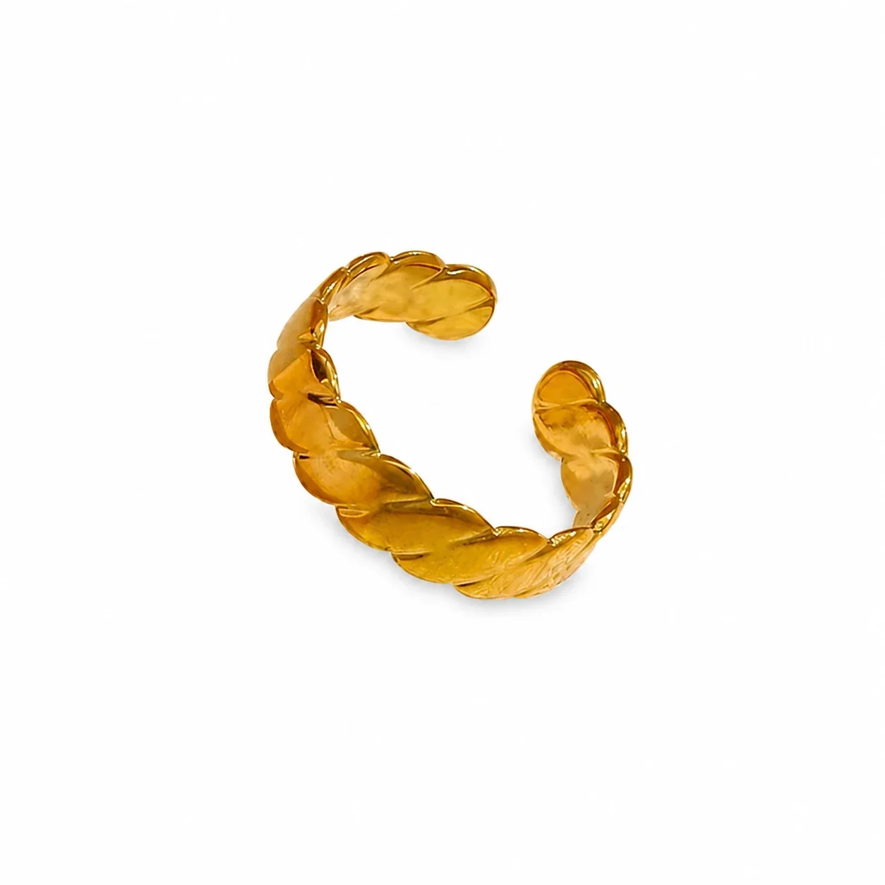 Sculptural 316 Stainless Steel Leaf Band Ring