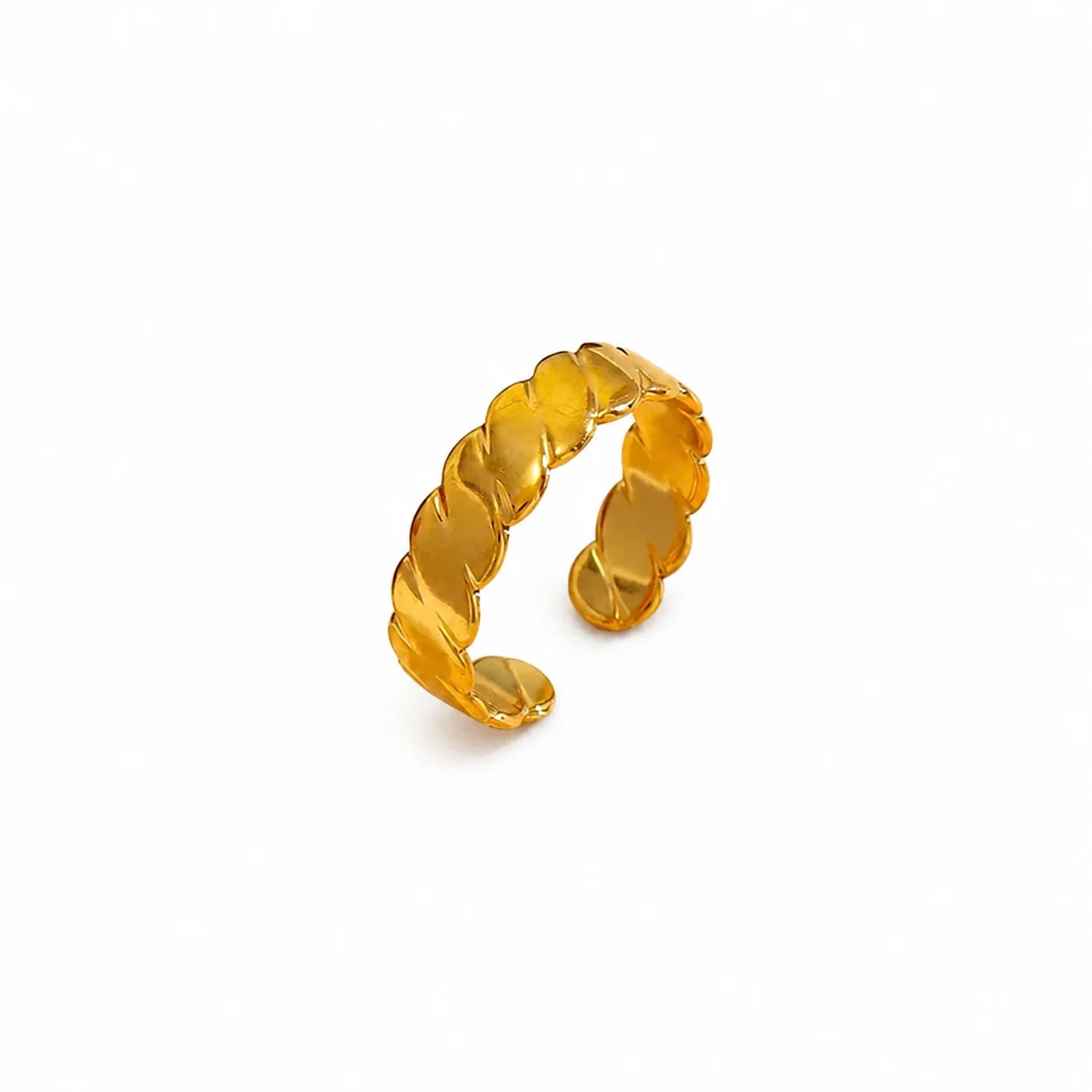 Sculptural 316 Stainless Steel Leaf Band Ring