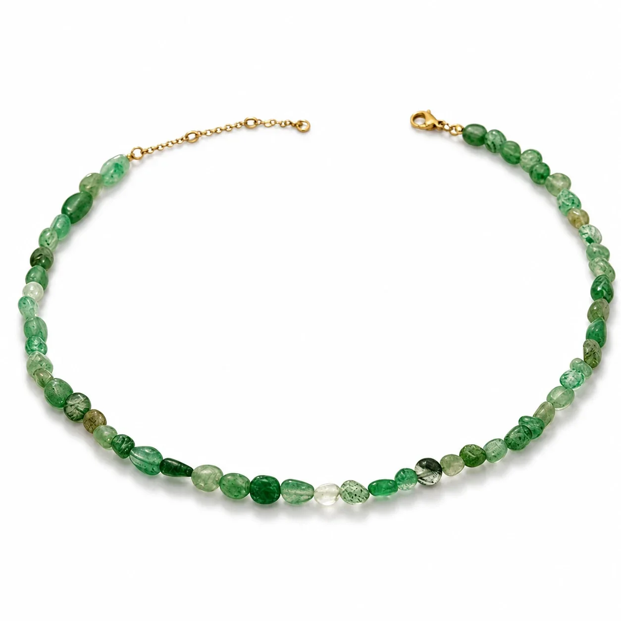 Irregular Green Stone 14K Gold-Plated Bead Necklace