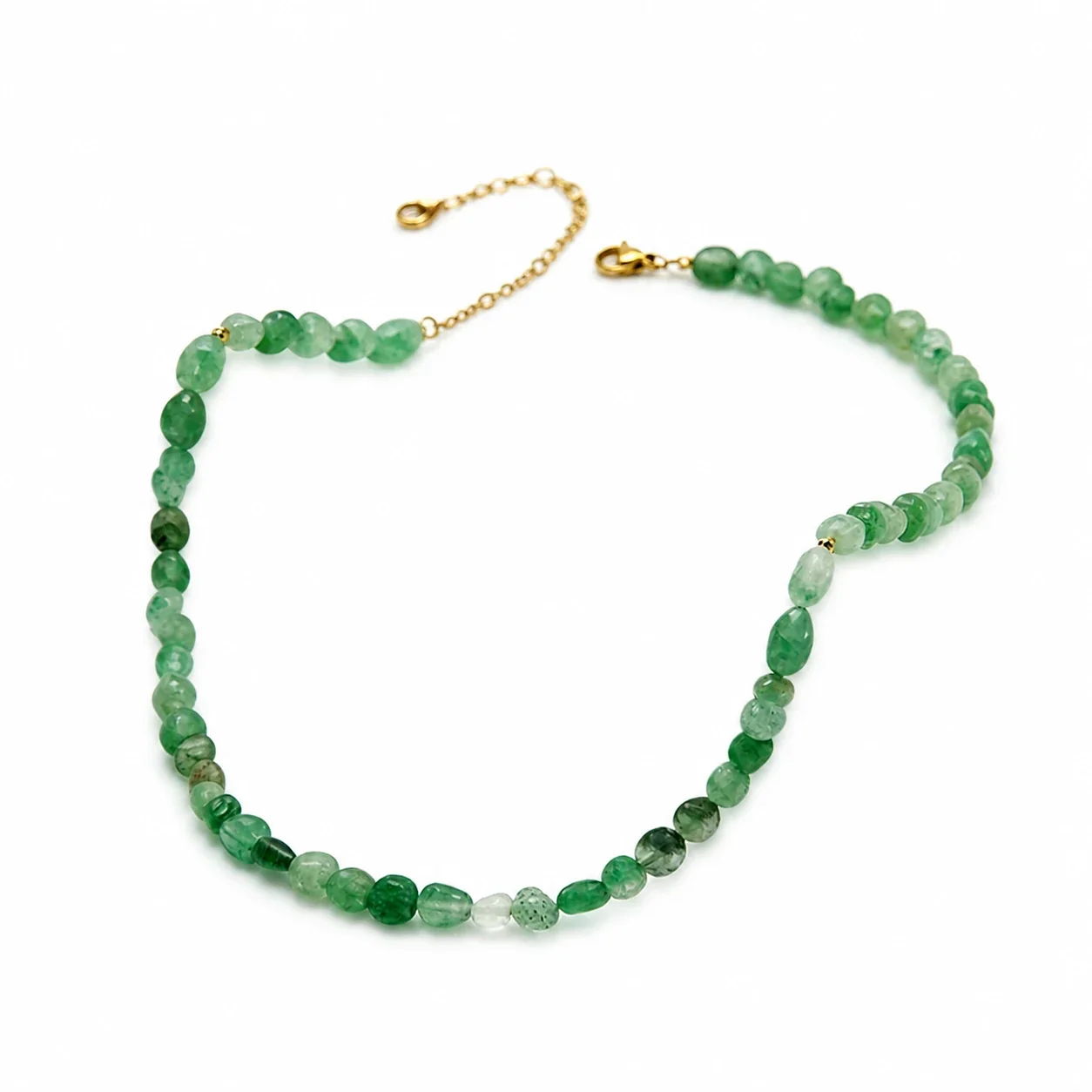 Irregular Green Stone 14K Gold-Plated Bead Necklace