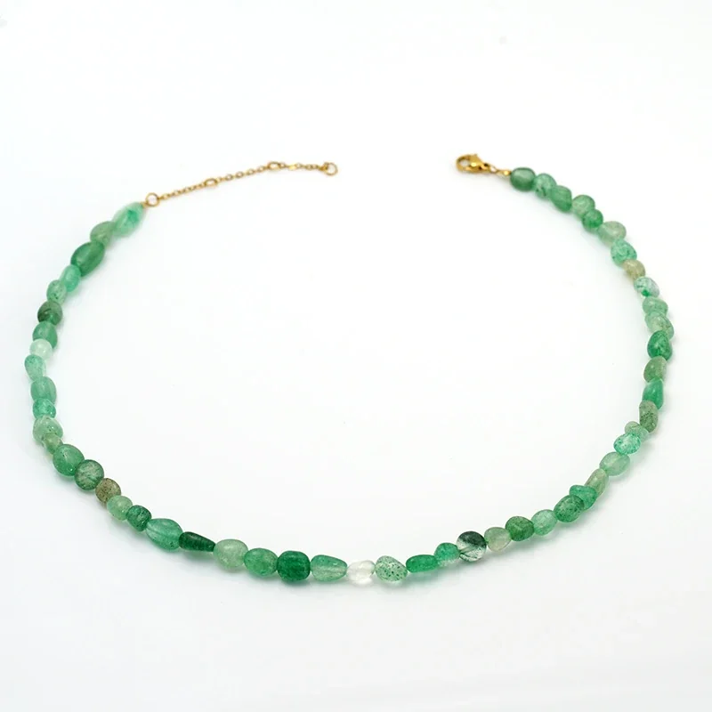 Irregular Green Stone 14K Gold-Plated Bead Necklace