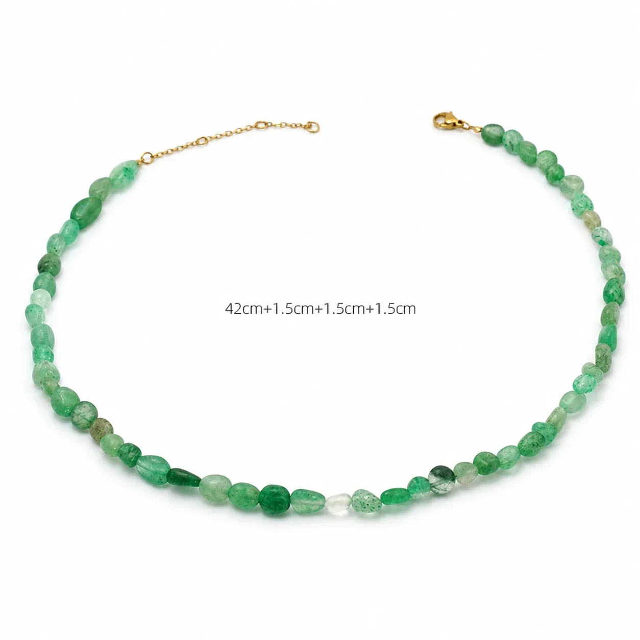 Irregular Green Stone 14K Gold-Plated Bead Necklace - Gold / Green