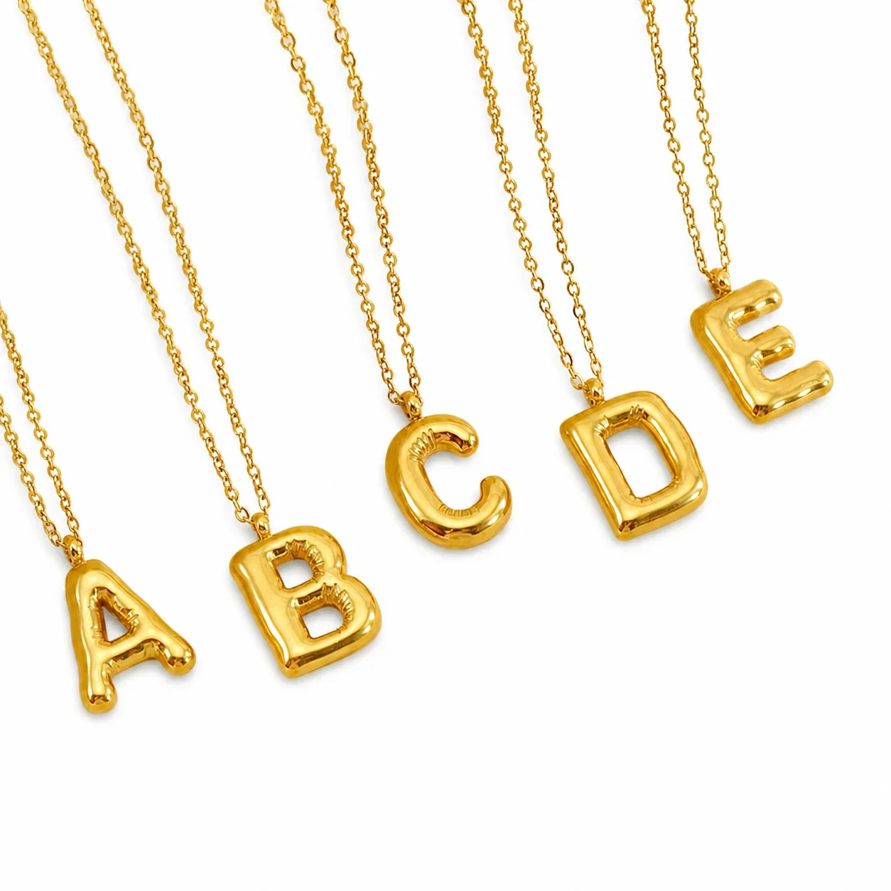 Puffy 18K Gold-Plated Bubble Letter Chain Necklace