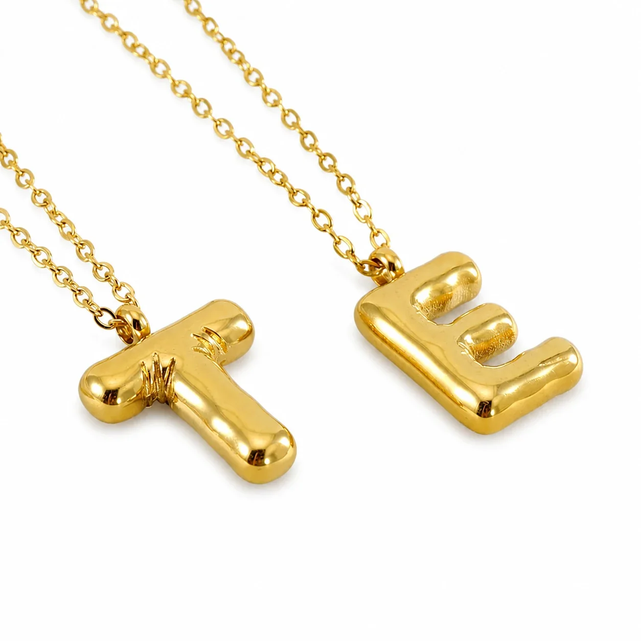 Puffy 18K Gold-Plated Bubble Letter Chain Necklace