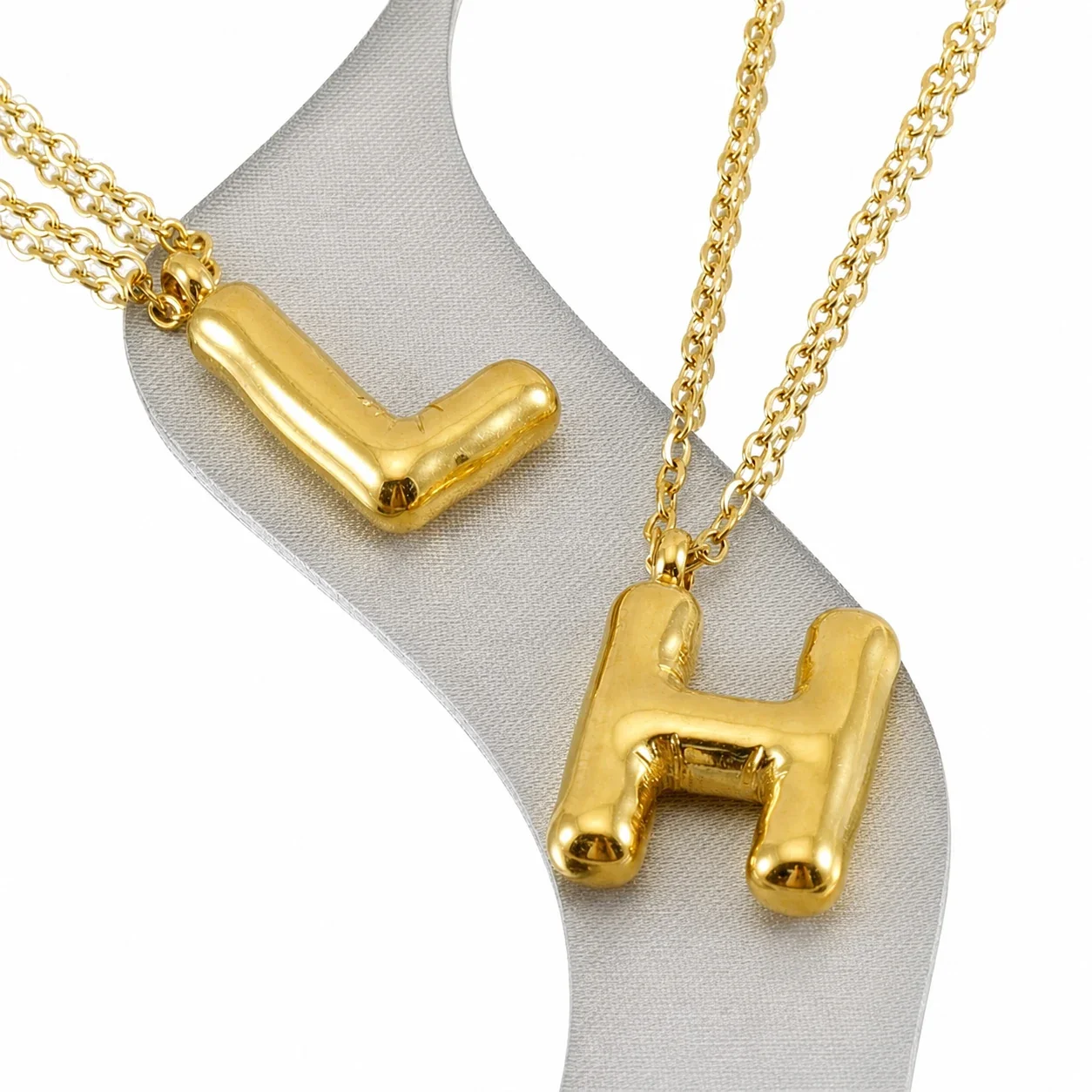 Puffy 18K Gold-Plated Bubble Letter Chain Necklace